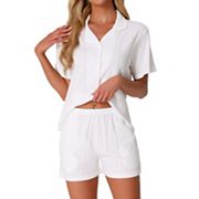 Women's Pajamas Set Button Up Lounge Sets Cotton Soft Pj Shorts Set 2 Piece Short Sleeve Sleepwear Inspire Chic