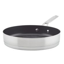 KitchenAid® 3-слойный 10,25 дюйма Круглая сковорода-гриль с антипригарным покрытием из нержавеющей стали KitchenAid