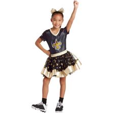 Girls Youth Black New Orleans Saints Tutu Tailgate Game Day V-Neck Costume Jerry Leigh