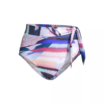 Abstract-Print Tie-Waist Bikini Bottom Change of Scenery