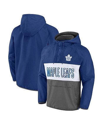 Мужская сине-серая куртка с капюшоном и молнией на четверть с капюшоном Toronto Maple Leafs Backhand Shooter Defender Anorak реглан Fanatics