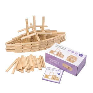 Natural Wooden Blocks for Kids Ages 4-8 - Montessori Blocks for Hands-on Learning - STEM and Architecture for Kids (150 Building Blocks) GJPRXCx