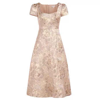 Платье миди Finleigh с металлизированным цветочным принтом Kay Unger
