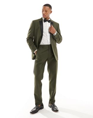 ASOS DESIGN slim tuxedo suit jacket in green ASOS DESIGN