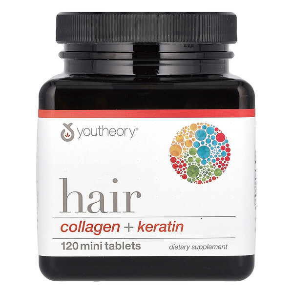 Hair, Коллаген + кератин, 120 мини-таблеток Youtheory