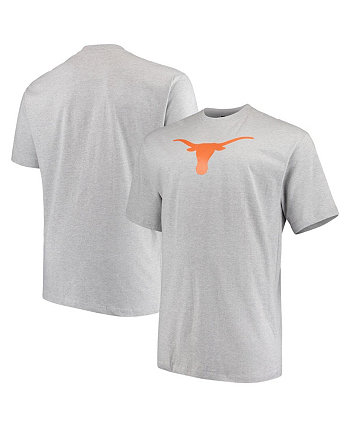 Мужская футболка Texas Longhorns Big and Tall Lockup цвета меланжевого серого цвета Profile Varsity