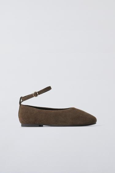  Балетки ZARA LEATHER BALLET FLATS ZARA