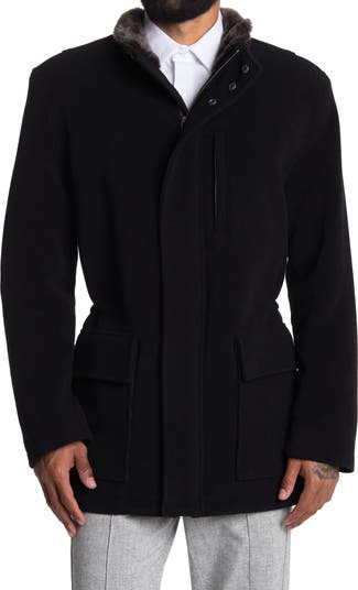 Куртка с воротником-стойкой на подкладке из искусственного меха и шерсти COLE HAAN SIGNATURE