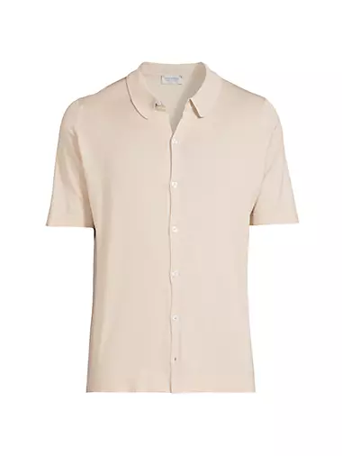 Рубашка Folke Sea Island JOHN SMEDLEY из 100% хлопка с воротником апаш и короткими рукавами JOHN SMEDLEY