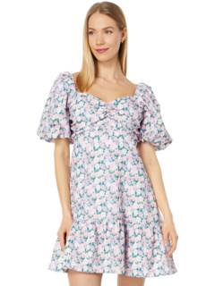 Мини-платье с пышными рукавами и цветочным принтом English Factory