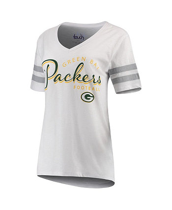 Женская белая футболка Green Bay Packers Triple Play с v-образным вырезом Touch