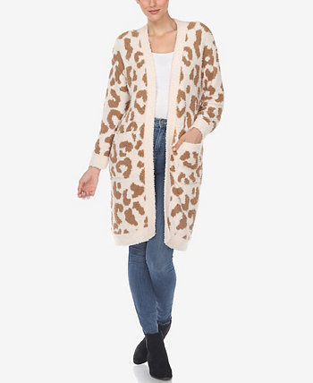 Женское пальто из шерпы с леопардовым принтом и открытым передом White Mark