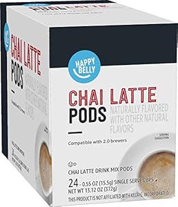 Amazon Brand - Happy Belly Tea Pods Compatible with 2.0 K-Cup Brewers, Chai Latte, 24 Count, Pack of 1 (Previously Solimo) Happy Belly