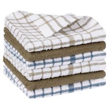 Cotton Waffle Buffalo Checked Absorbent Dish Cloths 6 Packs 14&#34; X 14&#34; Unique Bargains