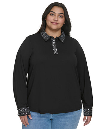 Женская Блузка Karl Lagerfeld Paris Plus Size Embellished Knit Top Karl Lagerfeld Paris