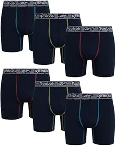 Reebok Men's Boxer Briefs - 6 Pack Performance Mens Underwear Boxer Brief with Contour Pouch - Mens Athletic Underwear (S-XL) Reebok