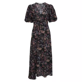 Платье миди Maia из шелковой смеси с цветочным принтом Robert Graham