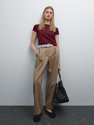 Flowing cotton blend trousers Massimo Dutti