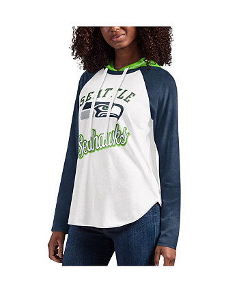 Women's White Seattle Seahawks MVP Raglan Hooded Long Sleeve T-shirt G-III