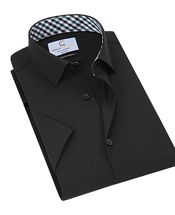 Мужская приталенная рубашка с короткими рукавами и однотонной рубашкой на пуговицах Suslo Couture