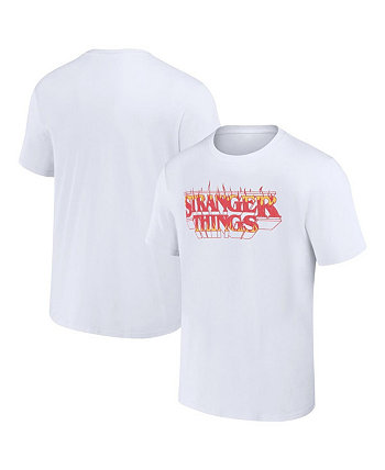 Men's and Women's White Stranger Things Fire Logo T-shirt Mad Engine