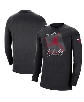 Мужская черная рваная футболка с длинным рукавом Chicago Bulls Courtside Max 90 в винтажном стиле Statement Edition Jordan