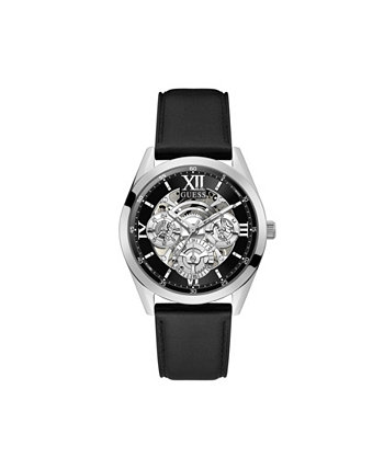 Мужские многофункциональные часы с черным ремешком из натуральной кожи, 42 мм GUESS