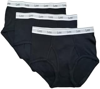 Lee Cotton Briefs, 3-Pack, 100% Cotton, Sizes Small-XX-Large, Classic Fit (US, Alpha, Small, Regular, Regular, Black-Black-Black) Lee