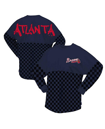 Женская темно-синяя футболка с длинным рукавом и принтом Atlanta Braves в клетку Spirit Jersey