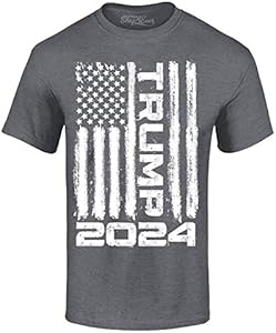 shop4ever® Trump Flag 2024 T-Shirt President Donald Trump Maker America Great Again USA American Flag Shop4ever