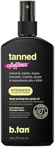 b.tan Intensifier Deep Dry Spray Tanning Oil | Get a Faster, Darker Sun Tan From Tan Accelerating Actives, Packed with Ultra Moisturizing Oils to Keep Skin Hydrated, Vegan, 8 Fl Oz, 3 Pack B.Tan