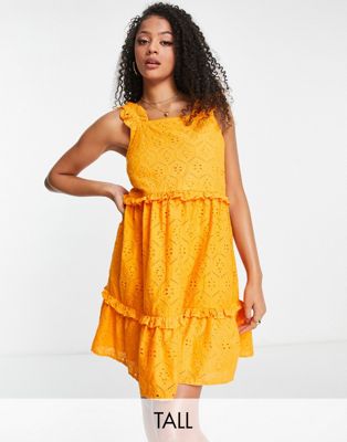 Оранжевое ярусное платье мини с люверсами Influence Tall Influence