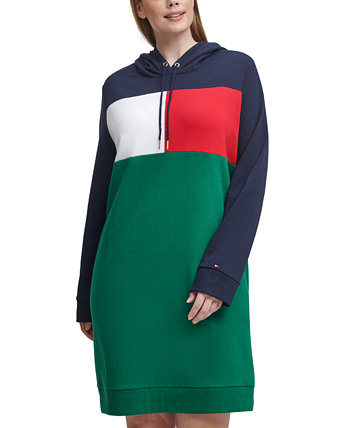 Платье с капюшоном больших размеров с цветными блоками Tommy Hilfiger