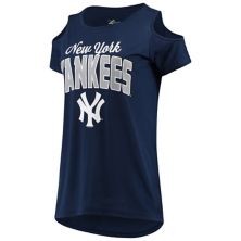 Женская футболка G-III 4Her от Carl Banks Navy New York Yankees с открытыми плечами Clear the Bases G-III