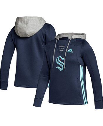 Женский темно-синий пуловер с капюшоном Seattle Kraken Skate Lace Team Adidas