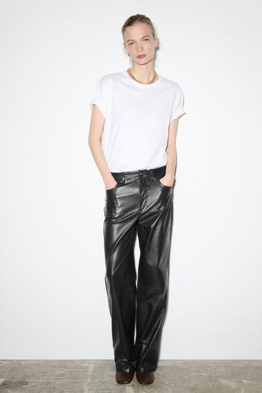 ZW COLLECTION LIMITED EDITION 100% LEATHER STRAIGHT-LEG PANTS Zara