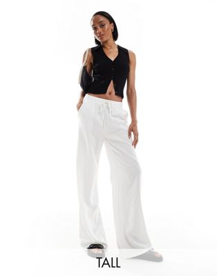 JDY Tall loose fit linen mix pants in white JDY Tall
