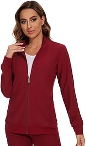 COZYFIT Scrub Jackets for Woman, Zip Front Nurse Jacket, 4-Way Stretch Fabric Cozyfit