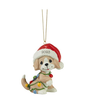 Фарфоровое украшение из бисквитного фарфора с датированной собакой "Рождественское веселье 2023" Precious Moments
