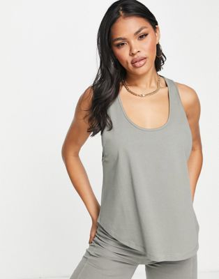 HIIT oversized tank top with drop armhole in khaki HIIT