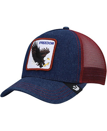 Мужская темно-синяя, темно-бордовая Регулируемая кепка The Freedom Eagle Trucker Goorin Bros.