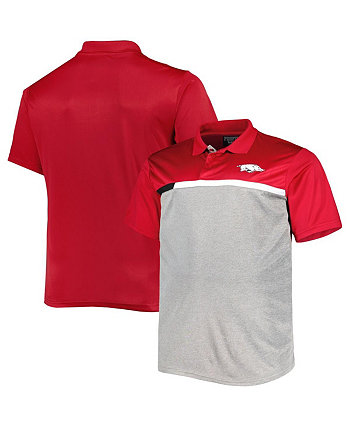 Мужская кардинал, серая рубашка-поло Arkansas Razorbacks Big and Tall Profile