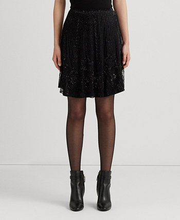 Женская сетчатая юбка трапециевидной формы, расшитая бисером Ralph Lauren
