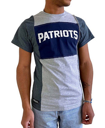 Мужская серая футболка с разрезом New England Patriots с отделкой в мелкую крошку Refried Apparel