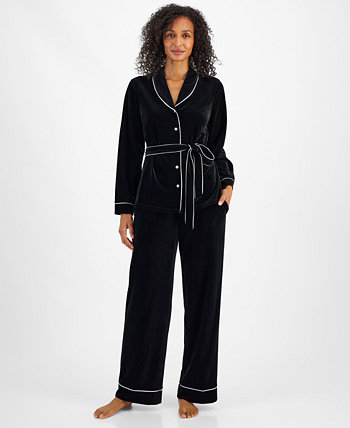 Women's 2-Pc. Velvet Shawl-Collar Pajamas Set, Created for Macy's I.N.C. International Concepts