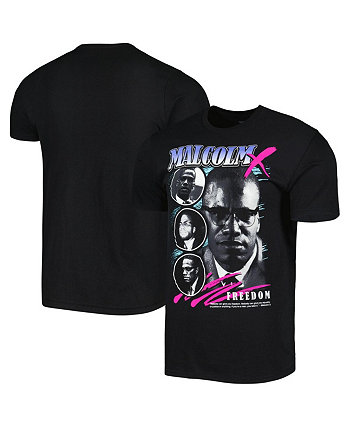 Мужская и женская черная футболка с рисунком Malcolm X Philcos