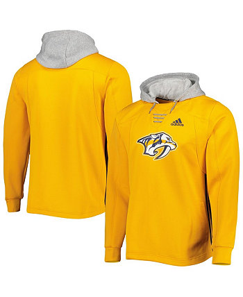 Мужской пуловер с капюшоном цвета Nashville Predators Skate Lace Team золотого цвета Adidas