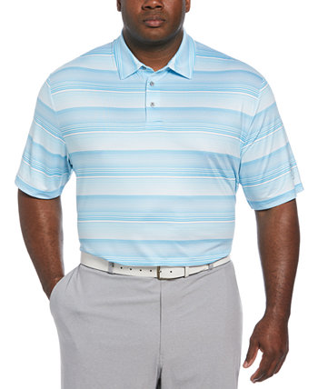 Men's Big & Tall Linear Energy Stretch Moisture-Wicking Textured Stripe Golf Polo Shirt PGA TOUR