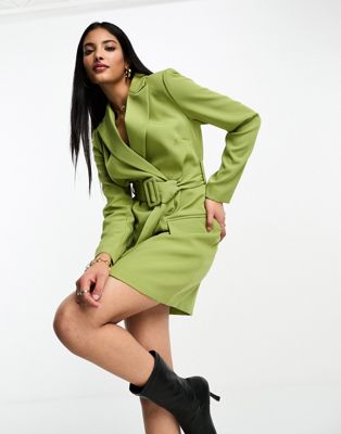 Оливково-зеленое платье-блейзер с поясом 4th & Reckless 4TH & RECKLESS