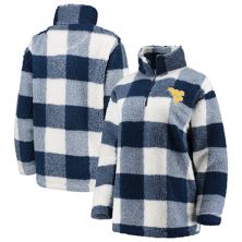 Женская темно-синяя / белая куртка West Virginia Mountaineers в клетку из шерпа-пуловера на молнии до четверти Unbranded